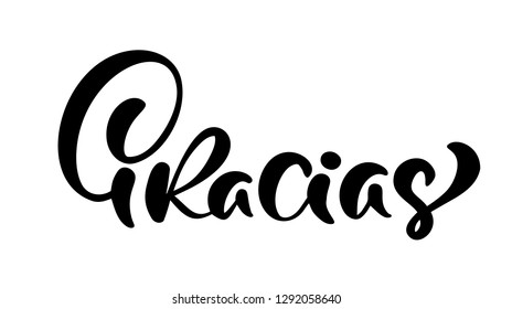 Gracias hand written lettering. Modern brush calligraphy. Thank you in spanish. Isolated on background. Vector illustration