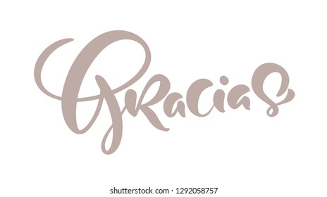 Gracias hand written lettering. Modern brush calligraphy. Thank you in spanish. Isolated on background. Vector illustration