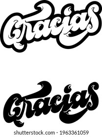 Gracias HandLettering Vector Logotype Logo Simple Black and White