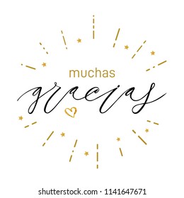 Gracias inscription design. Modern handwritten brush calligraphy. Gracias vector illustration. Sticker for social media content, cards, invitations,  poster. Lettering.