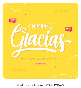 gracias means thank you lettering background template design