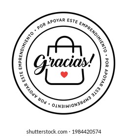 "gracias" means Thank you in spanish. Sticker or tag