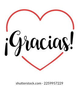 "gracias" means Thank you in spanish. Heart with lettering