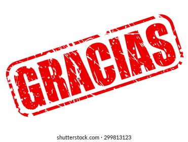 GRACIAS red stamp text on white