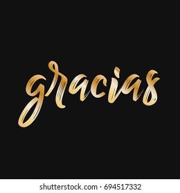 Gracias. Thank you in Spanish. Brush hand lettering vector illustration. Motivating modern calligraphy. Great for pillow cases, prints and posters, greeting cards, home decor, apparel design and more.
