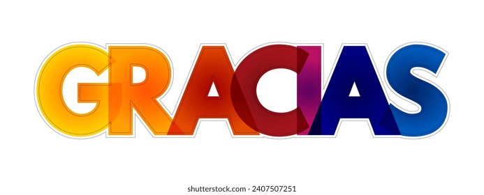 Gracias (thank you in spanish) colorful text quote, concept background