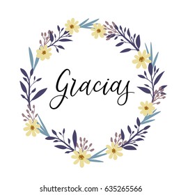 Gracias. Thank You in spanish hand lettering inscription. Thank You Modern Calligraphy. Thank You Greeting Card. Vector Illustration. Isolated on White Background