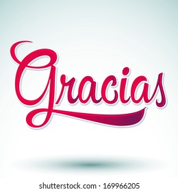 Gracias - THANK YOU spanish text - hand lettering - vector