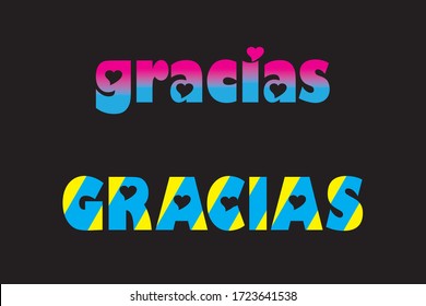 Gracias Thank You Spanish Text Lettering.