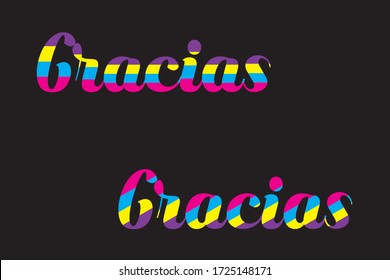 Gracias thank you Spanish text lettering.