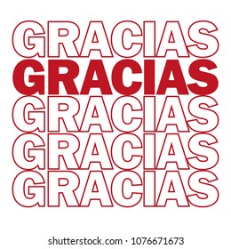 Gracias. Thank you in Spanish. vector illustration. Motivating modern prints and posters, greeting cards - red and white colors