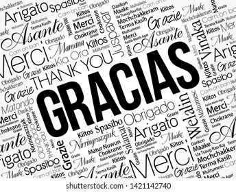 Gracias (Thank You in Spanish) word cloud in different languages