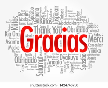 Gracias (Thank You in Spanish) word cloud in different languages