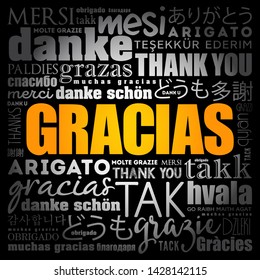 Gracias (Thank You in Spanish) word cloud in different languages