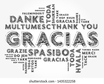 Gracias (Thank You in Spanish) word cloud in different languages