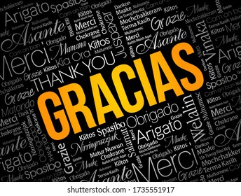 Gracias (Thank You in Spanish) word cloud in different languages