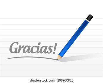 gracias. thanks in spanish message illustration design