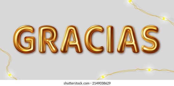 Gracias. Vector inscription gold letters on a gray background