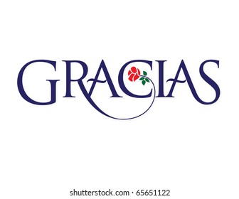 Gracias Vector Lettering with Floral Illustration