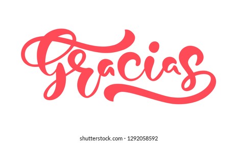 Gracias Vector text in Spanish Thank you. Lettering calligraphy vector illustration. Element for flyers, banner and posters print. Modern calligraphic