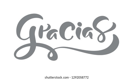 Gracias Vector text in Spanish Thank you. Lettering calligraphy vector illustration. Element for flyers, banner and posters print. Modern calligraphic