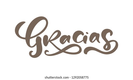 Gracias Vector text in Spanish Thank you. Lettering calligraphy vector illustration. Element for flyers, banner and posters print. Modern calligraphic