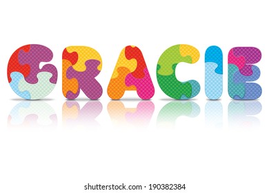 GRACIE written with alphabet puzzle - vector illustration