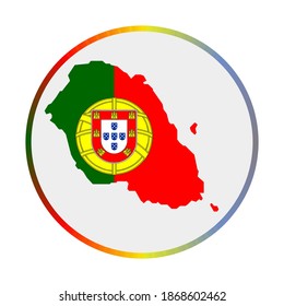 Graciosa icon. Shape of the island with Graciosa flag. Round sign with flag colors gradient ring. Cool vector illustration.