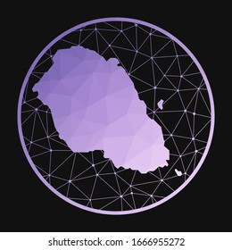 Graciosa icon. Vector polygonal map of the island. Graciosa icon in geometric style. The island map with purple low poly gradient on dark background.