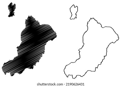 Graciosa island (Kingdom of Spain, Canary Islands, Chinijo Archipelago) map vector illustration, scribble sketch La Graciosa and Montana Clara map