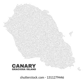 Graciosa Island map designed with little points. Vector abstraction in black color is isolated on a white background. Random little points are organized into Graciosa Island map.