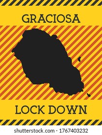 Graciosa Lock Down Sign. Yellow island pandemic danger icon. Vector illustration.