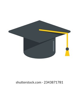 Grad school hat icon flat vector. College diploma. Student graduate isolated