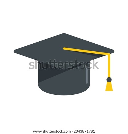 Grad school hat icon flat vector. College diploma. Student graduate isolated