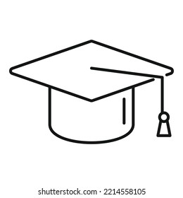 Grad school hat icon outline vector. College diploma. Student graduate