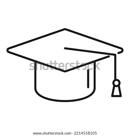 Grad school hat icon outline vector. College diploma. Student graduate