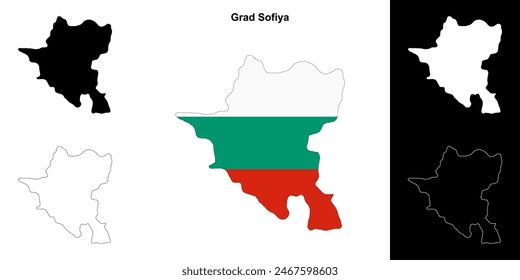 Grad Sofiya province outline map set