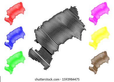 Grad Zagreb (Counties of Croatia, Republic of Croatia) map vector illustration, scribble sketch City of Zagreb map