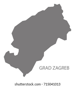 Grad Zagreb Croatia county map grey illustration silhouette shape