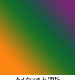 Gradation of 3 colors, orange, green, purple for various background media and illustrations.