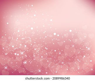 Gradation background of brilliance and blur with scattered hearts
