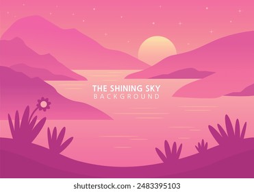 Gradation, background, light, nature, sunset, night, star, moon, sun, abstract, mysterious