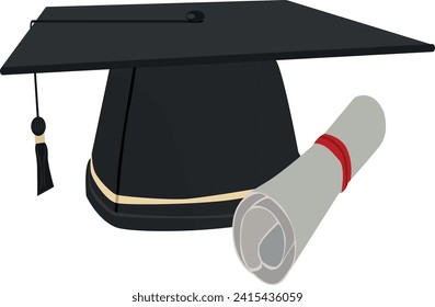 gradation cap certificate celebration vector