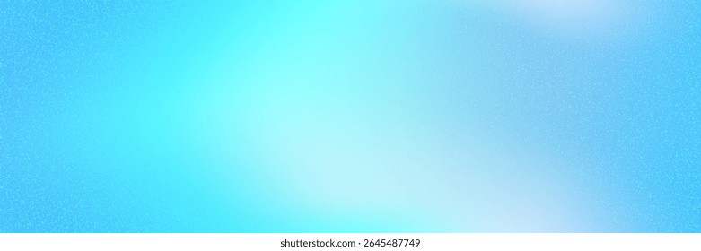 Gradation of clear blue sky and small clouds as seamless bg with gradient mesh and noise texture. Abstract blurred vector illustration. Ombre watercolor background with grainy pattern