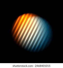 Gradation color shape ribbed glass effect. Neon blur fluid sphere on black background. Holographic iridescent stripes. Stripes colorful pattern. Vector illustration