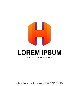 gradation h letter logo design