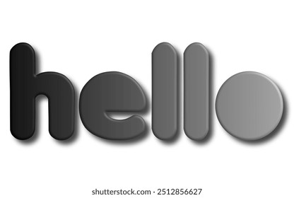 Gradation Hello text effect transparent vector element. 3d effect template isolated on white background.