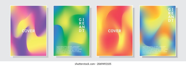 gradation mesh creative abstract color art style cover background template, set collection design vector