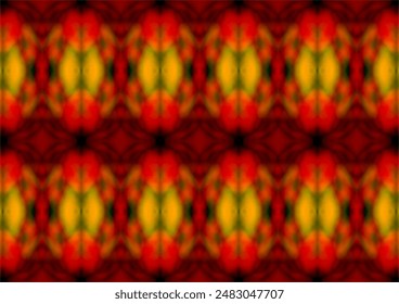 Gradation and mix color of green, red orange and yellow with butterfly look alike in the center and blurred effect