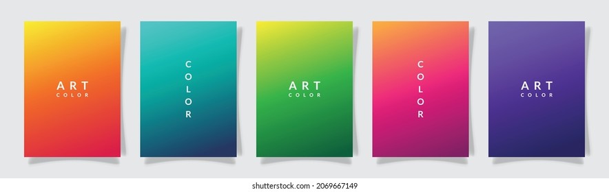 Gradation Multicolor Cover Modern Style, Soft Color Art, Set Collection Template Design Vector